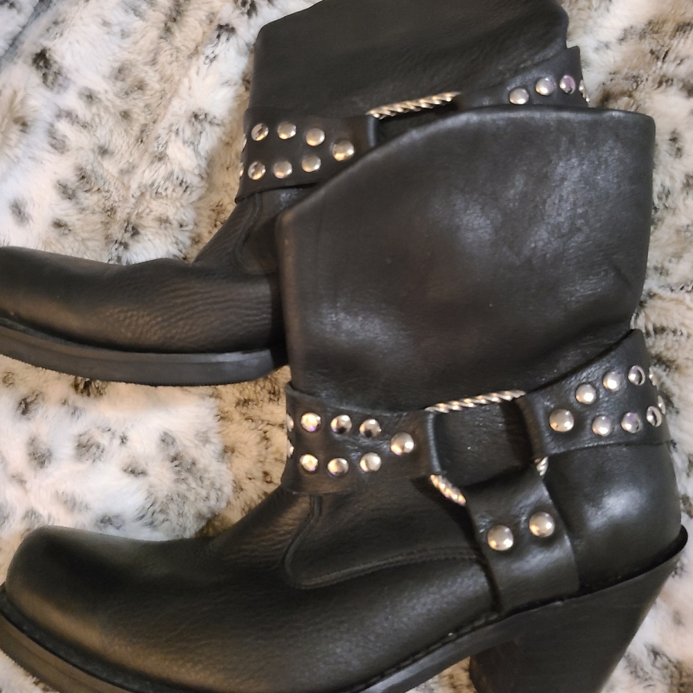 Euc double h black moto boots